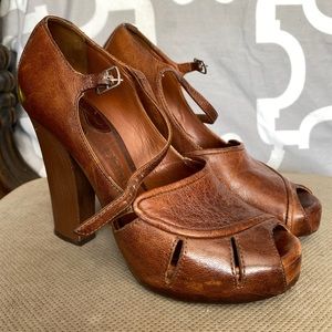 Brown Leather Women Shoes